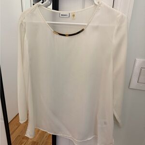 DKNYC Women's Elegant Cream Blouse